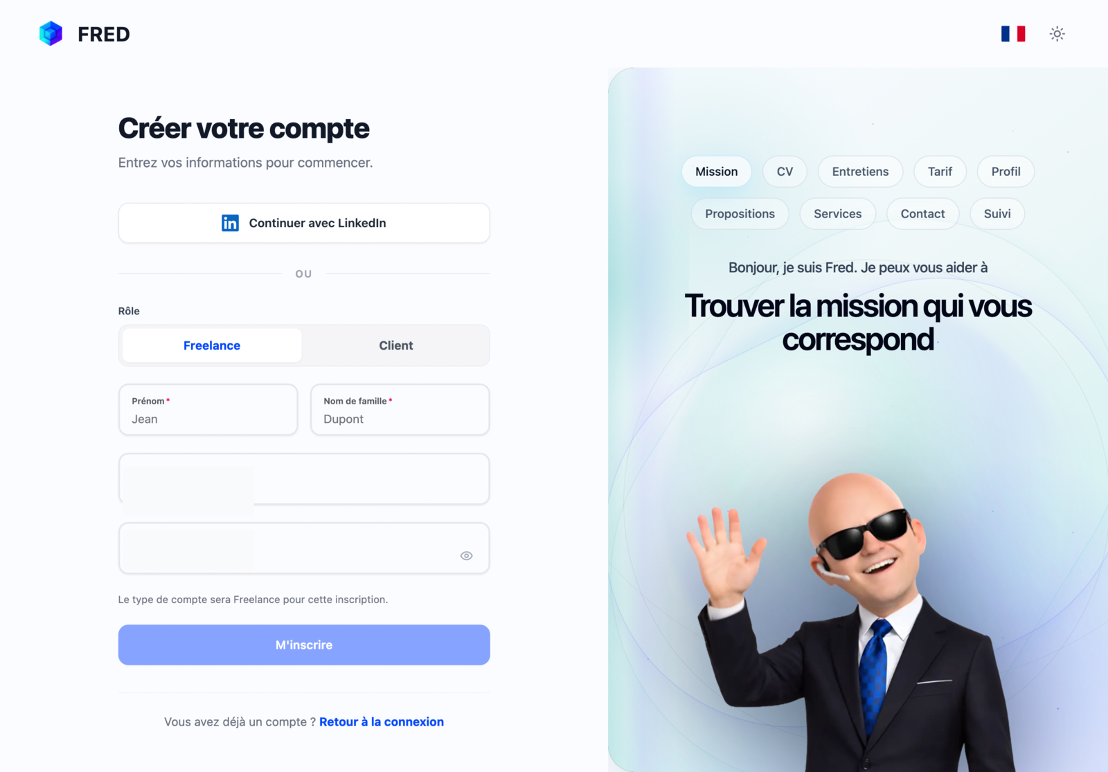 Create your Fred account