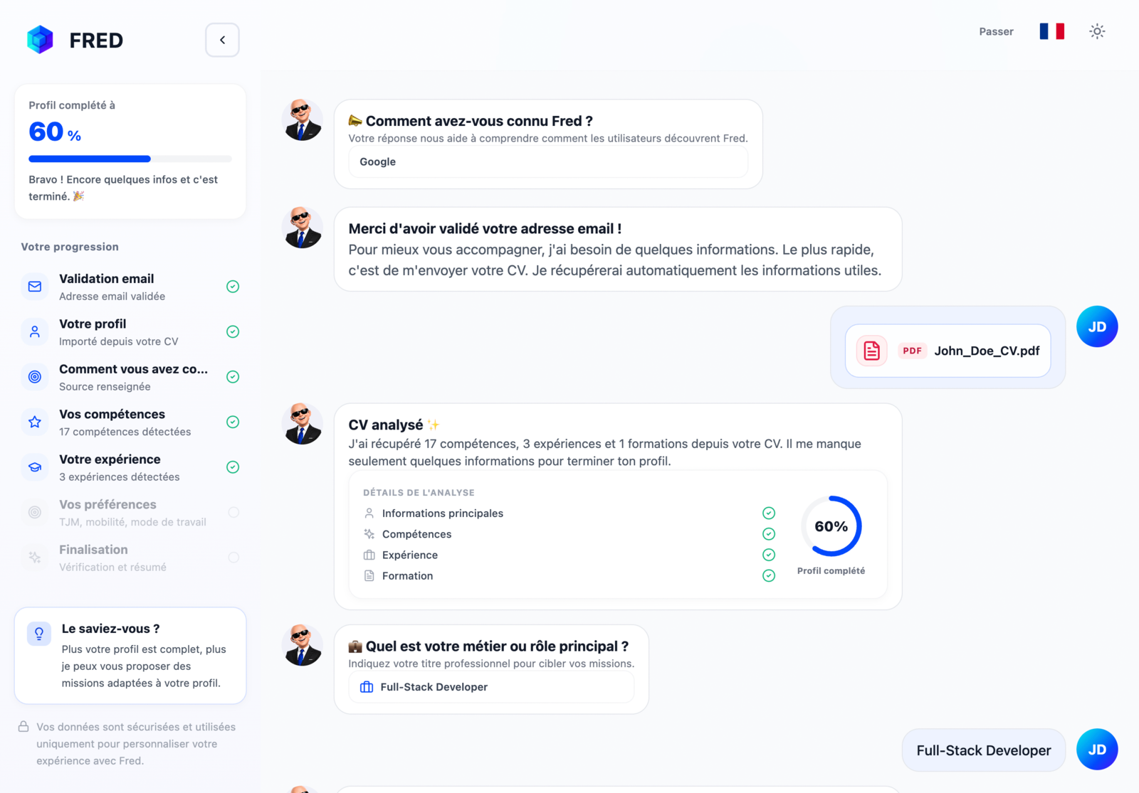 Experience and CV onboarding